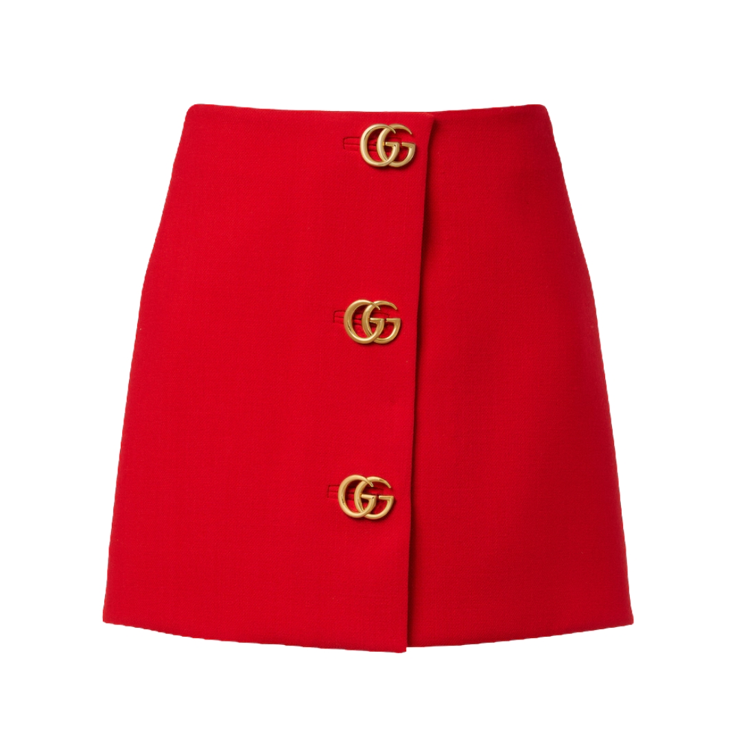 Minirock Double G aus Woll-Crêpe Rot