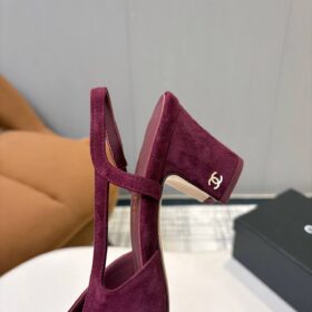 Suede Patent Cap Toe CC Slingback Pumps Burgund 6,5 cm