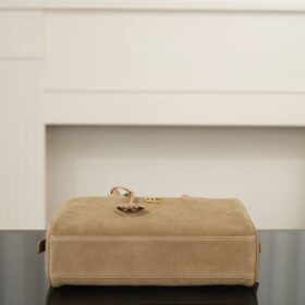 Bowling-Tasche aus Wildleder/Dunkelbeige 30 cm