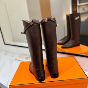 Jumping Stiefel Leder Dunkelbraun / Silber