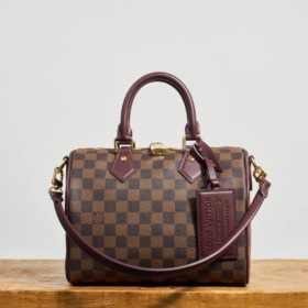 Speedy Braun 25 cm Damier Ebène / Monogram Rouge