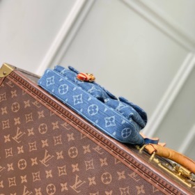 Pochette Accessoire Cargo Monogramm Blauer Denim 23.5 cm